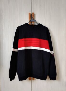 VTG 90s carlo Colucci Navy Blue Red Jumper Sweater Crewneck XXL